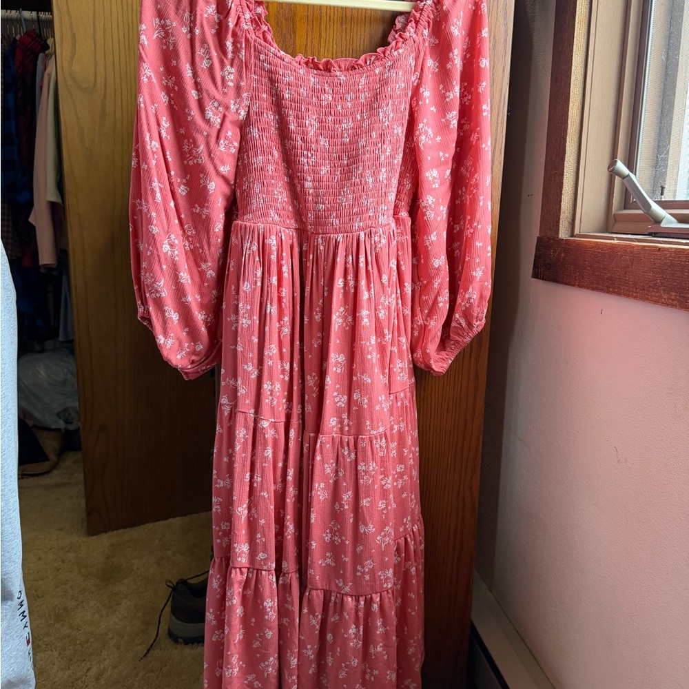 Torrid Peach Floral Midi Dress